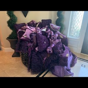 Custom made purple pillows and throws